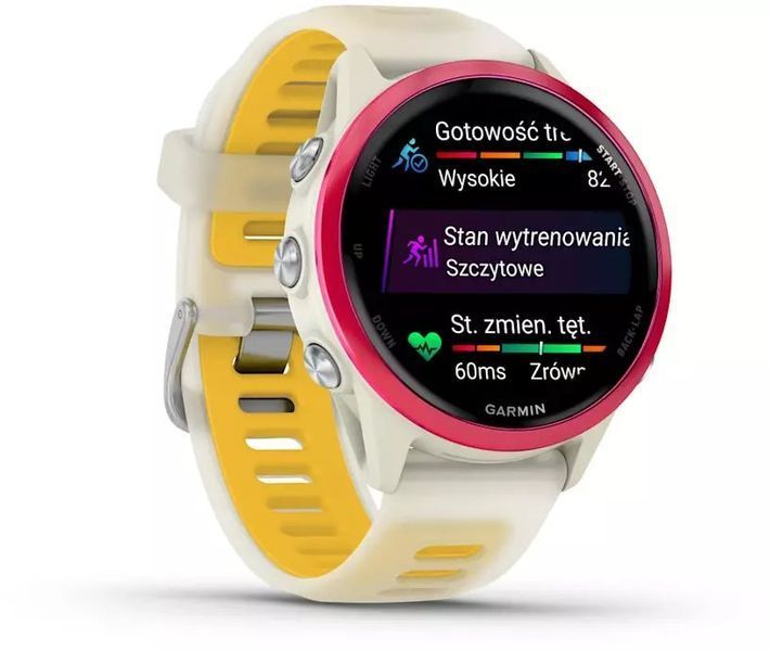 Смарт-годинник Garmin Forerunner 570 42mm Raspberry Aluminum w. Translucent Bone/Mango Band (010-02970-02/42) 621700 фото