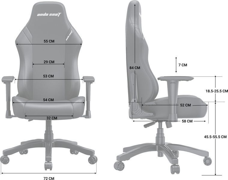 Компьютерное кресло для геймера Anda Seat Luna L Grey Fabric (AD18-44-G-F) 545890ua фото