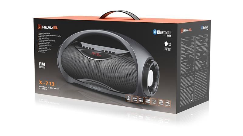 Портативна колонка Real-El X-713 Black (EL121600014) 580013ua фото