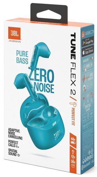 Наушники TWS JBL Tune Flex 2 Turquoise (JBLTFLEX2TQE) 579224ua фото