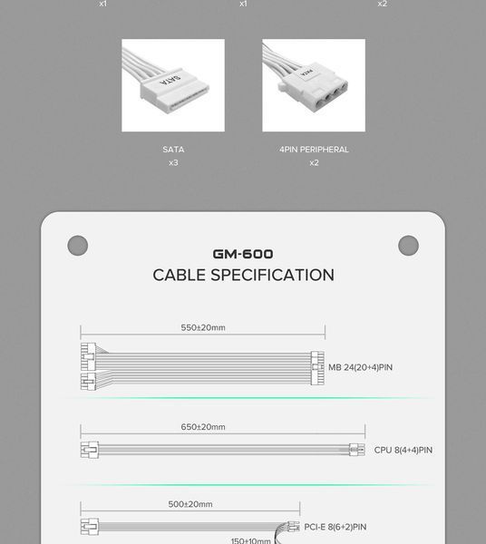 Блок живлення GameMax GM-600 Modular White 630404ua фото
