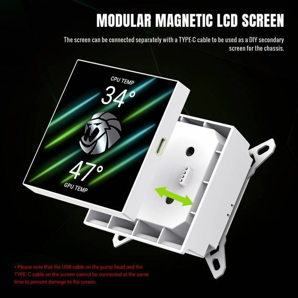 Водяное охлаждение GameMax Glacier 240 LCD WH 627997ua фото