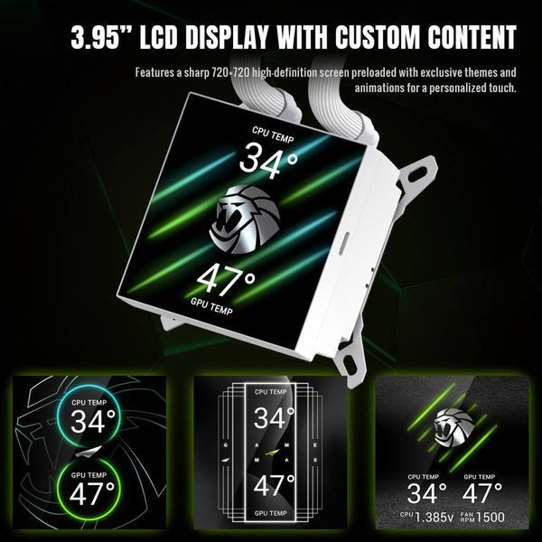 Водяное охлаждение GameMax Glacier 240 LCD WH 627997ua фото