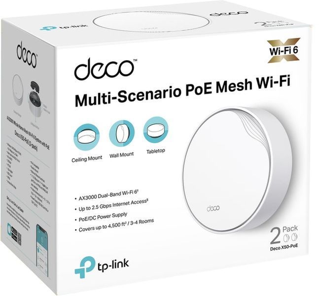 Mesh-система TP-Link Deco X50 PoE 2-Pack 577134ua фото
