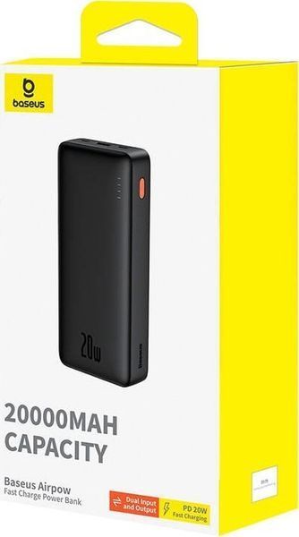 Зовнішній акумулятор (павербанк) Baseus Airpow 20000mAh 20W Black (P10022804113-00) 619621 фото