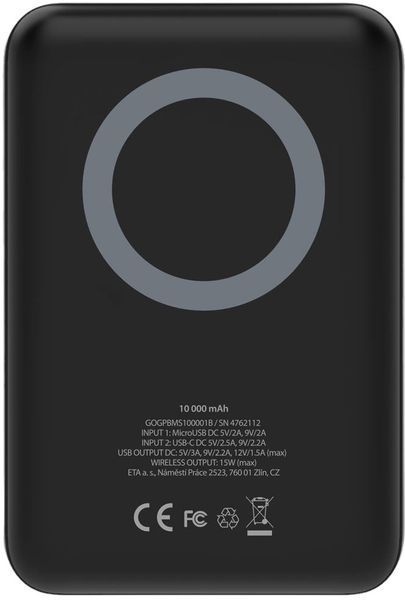 Зовнішній акумулятор (павербанк) Gogen PBMS100001B 10000mAh Black 619674 фото