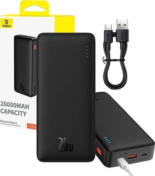 Зовнішній акумулятор (павербанк) Baseus Airpow 20000mAh 20W Black (P10022804113-00) 619621 фото