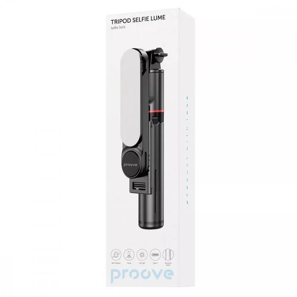 Монопод-стабилизатор Proove Selfie Lume 1110 mm Black (MPSL00010001) 623286ua фото
