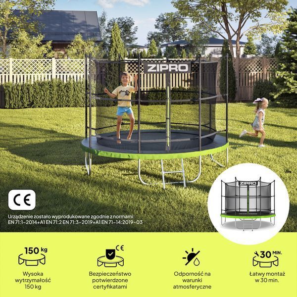 Батут Zipro Jump Pro 8 FT Green з внутрішньою сіткою 554943 фото