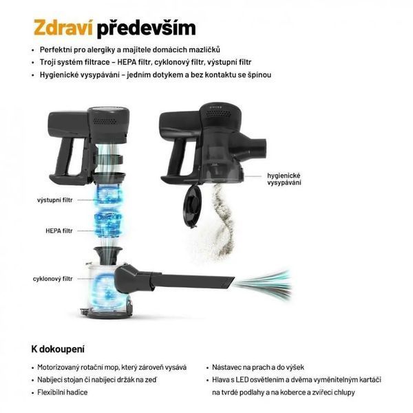 Вертикальный + ручной пылесос (2в1) Lauben Stick Vacuum 2in1 Pet Plus 400BC Black 585466 фото