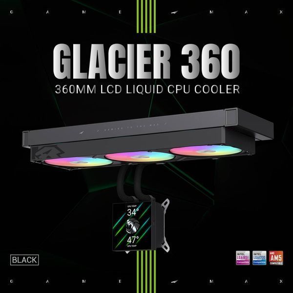 Водяное охлаждение GameMax Glacier 360 LCD BK 627998ua фото