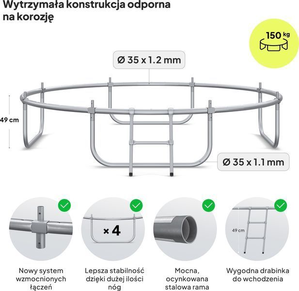 Батут Zipro Jump Pro 8 FT Green з внутрішньою сіткою 554943 фото