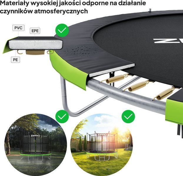 Батут Zipro Jump Pro 8 FT Green з внутрішньою сіткою 554943 фото