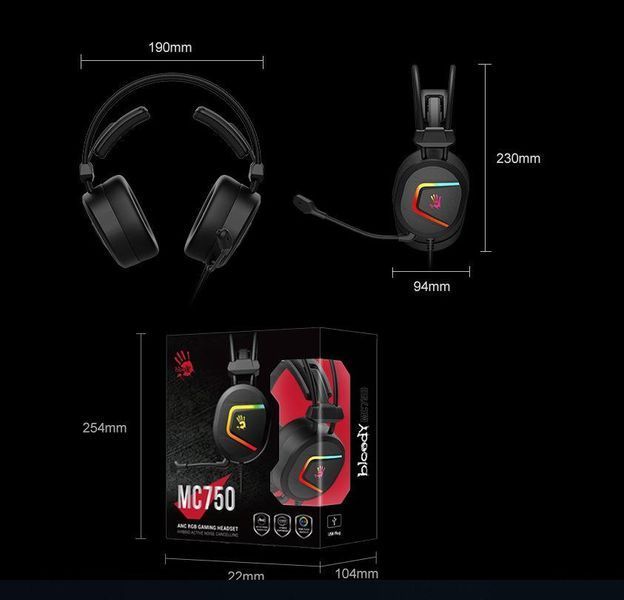 Наушники с микрофоном Bloody MC750 Black 623392ua фото