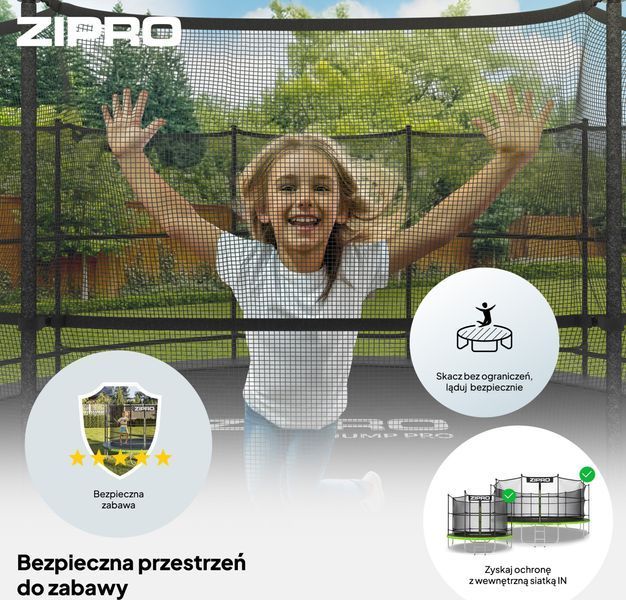 Батут Zipro Jump Pro 8 FT Green з внутрішньою сіткою 554943 фото