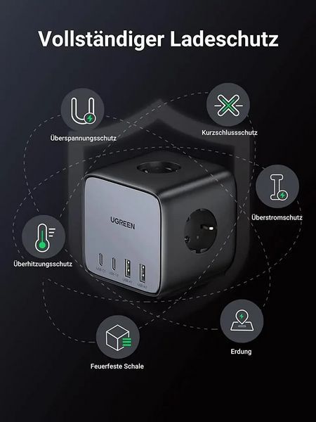 Сетевой фильтр-удлинитель Ugreen CD268 DigiNest Cube 65W Grey (60113) 626963ua фото
