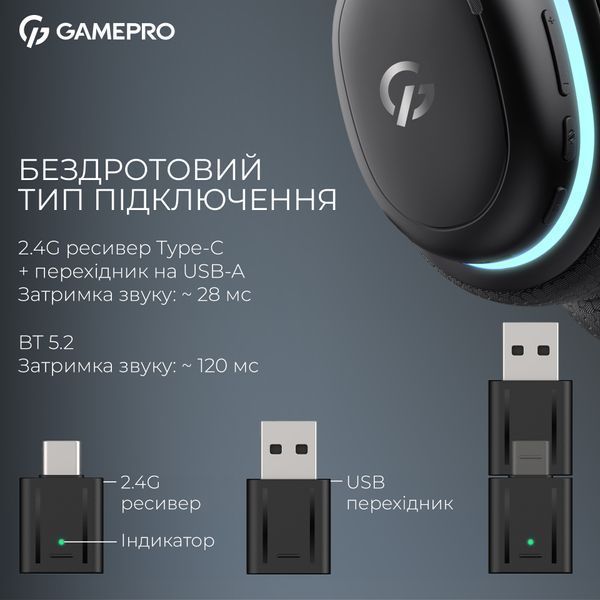 Навушники з мікрофоном GamePro Asgard Bragi RGB Black (HSW250B) 579383ua фото