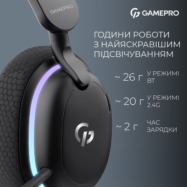 Навушники з мікрофоном GamePro Asgard Bragi RGB Black (HSW250B) 579383ua фото