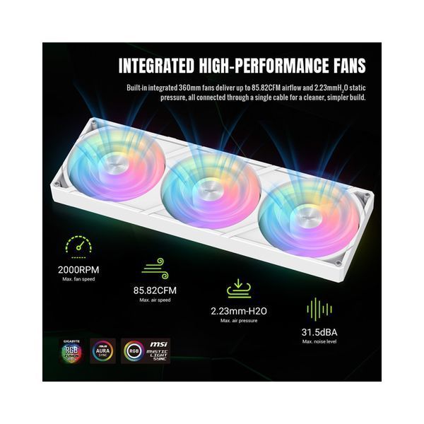 Водяное охлаждение GameMax Glacier 360 LCD WH 627999ua фото