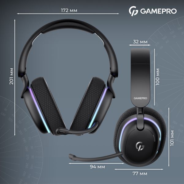 Навушники з мікрофоном GamePro Asgard Bragi RGB Black (HSW250B) 579383ua фото