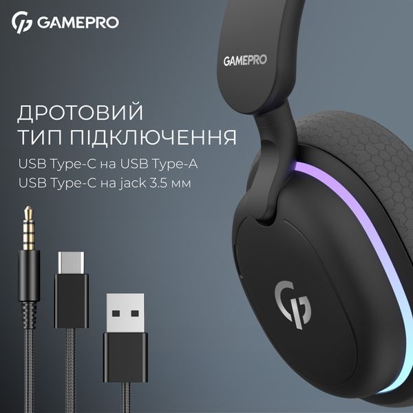 Навушники з мікрофоном GamePro Asgard Bragi RGB Black (HSW250B) 579383ua фото