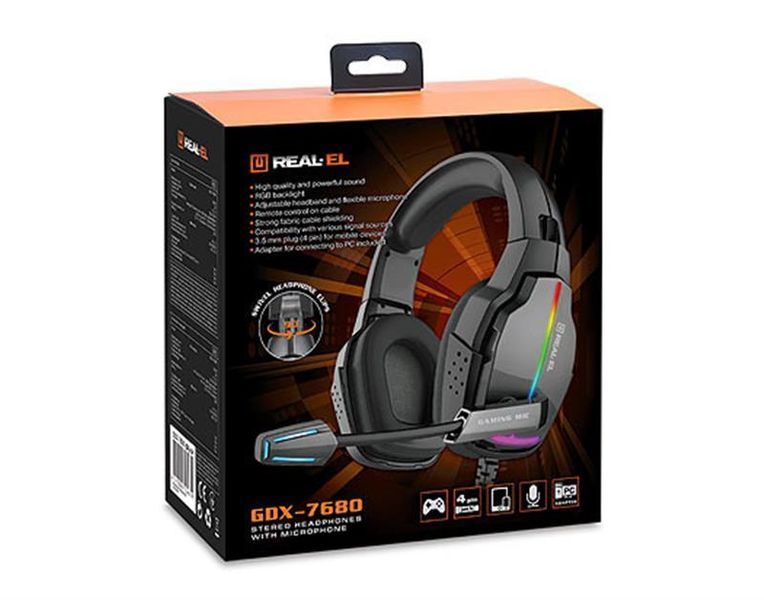 Навушники з мікрофоном Real-El GDX-7680 Black (EL124100046) 579485ua фото