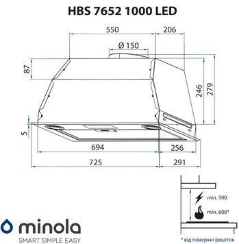Витяжка вбудована Minola HBS 7652 BL 1000 LED 627879ua фото