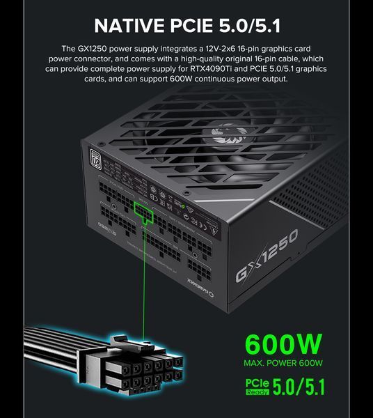 Блок питания GameMax GX-1250 Pro ATX3.1 PCIe5.1 627771ua фото