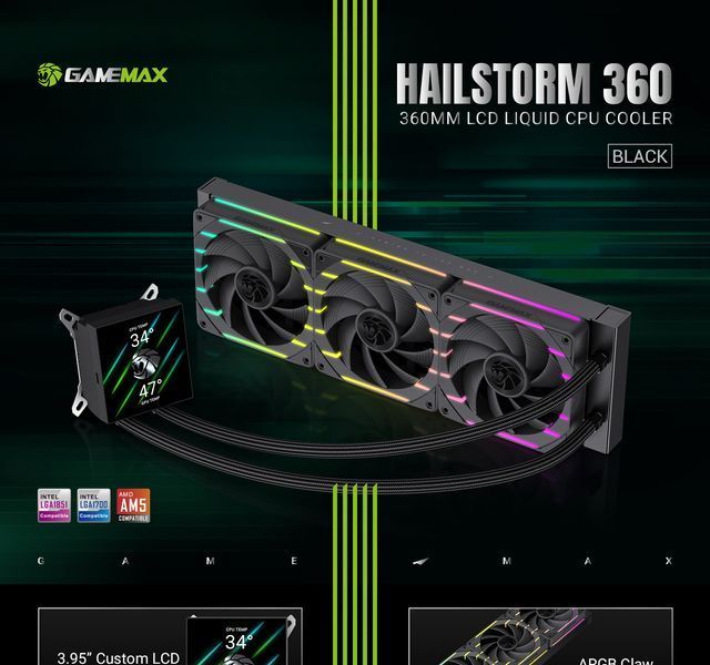 Водяне охолодження GameMax Hailstorm 360 BK 628000ua фото