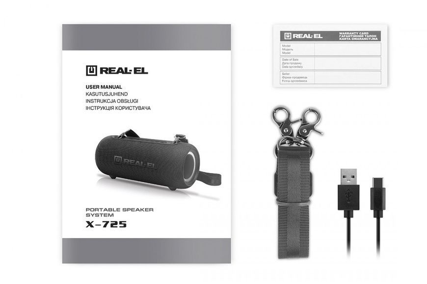 Портативная колонка Real-El X-725 Black (EL121600028) 580016ua фото