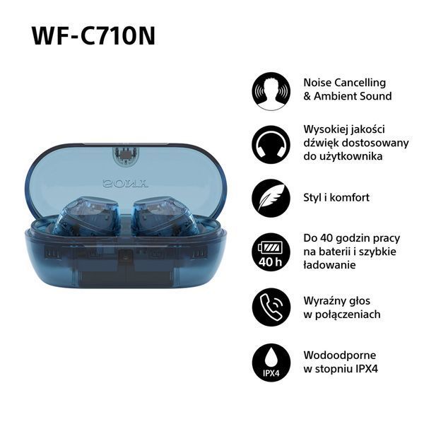 Наушники TWS Sony WF-C710N Blue 572980ua фото