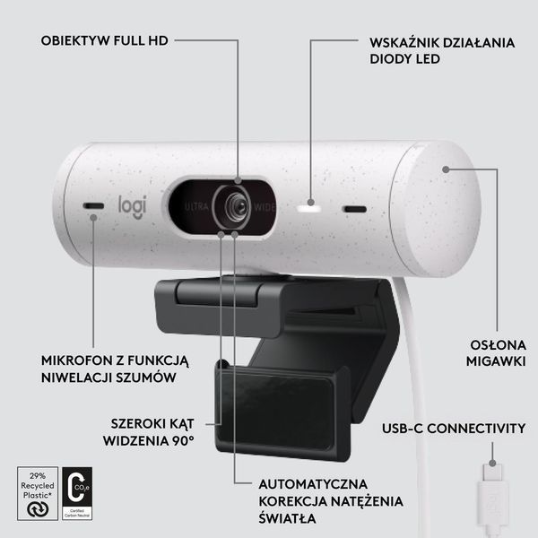 Веб-камера Logitech Brio 500 Off White (960-001428) 437564ua фото