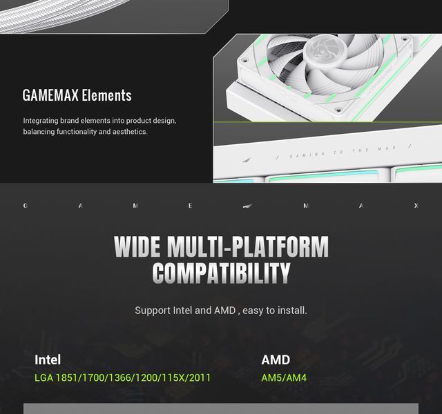 Водяное охлаждение GameMax Hailstorm 360 WH 628001ua фото