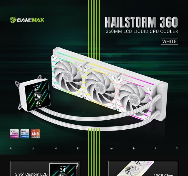 Водяное охлаждение GameMax Hailstorm 360 WH 628001ua фото