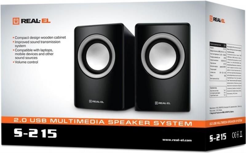 Компьютерные колонки Real-El S-215 2.0 Black (EL121200002) 578250ua фото