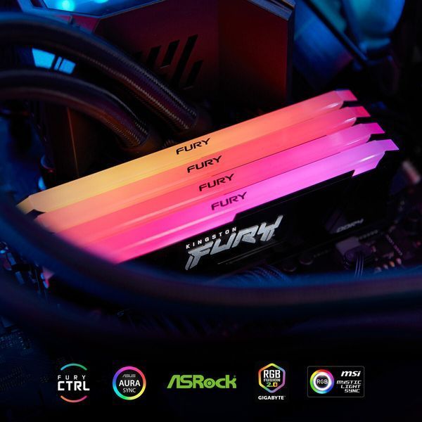 Пам'ять для настільних комп'ютерів Kingston Fury 16 GB DDR4 3200 MHz Beast RGB (KF432C16BB12A/16WP) 623496ua фото