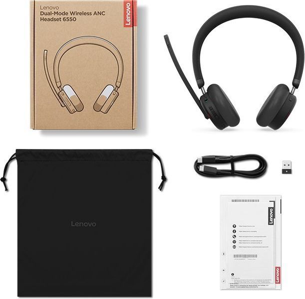 Навушники з мікрофоном Lenovo 6550 Black (4XD1S19777) 620828 фото