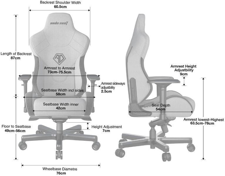 Комп'ютерне крісло для геймера Anda Seat T-Pro 2 XL Black (AD12XLLA-01-B-F) 578324ua фото
