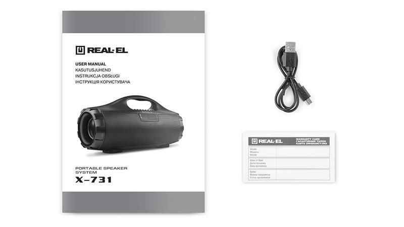 Портативна колонка Real-El X-731 Black (EL121600015) 580017ua фото