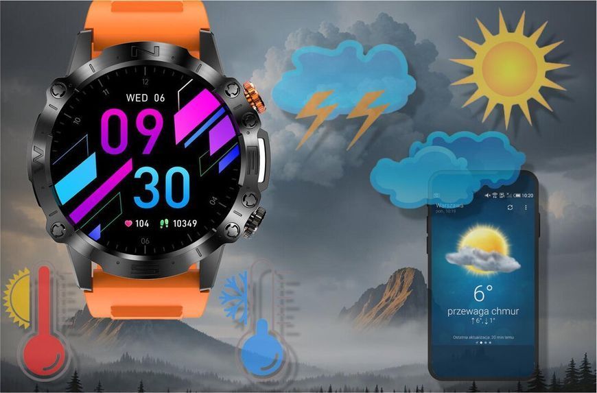 Смарт-часы Gravity GT20-3 Black/Orange 621764 фото