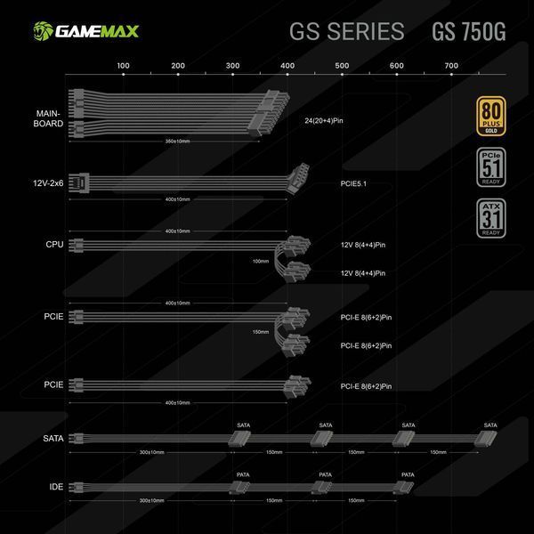 Блок живлення GameMax GS-750G V25 Black 630410ua фото