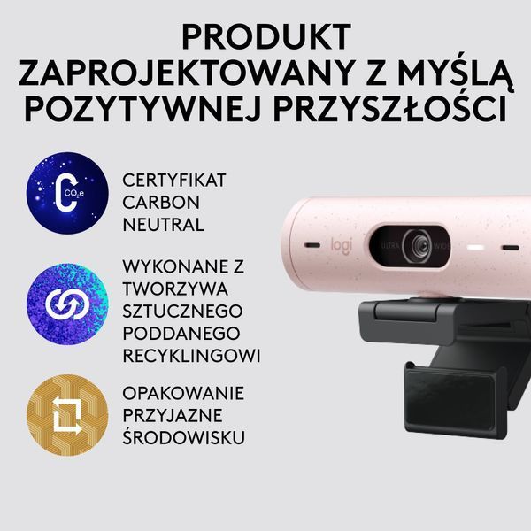 Веб-камера Logitech Brio 500 Rose (960-001421) 437565ua фото