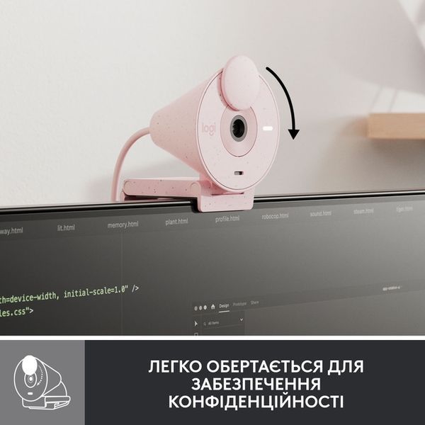Веб-камера Logitech Brio 300 FHD Rose (960-001448) 462866ua фото