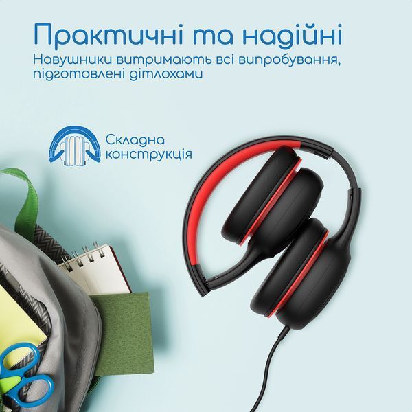 Навушники без мікрофону Promate Simba Black/Red (simba.onyx) 579301ua фото