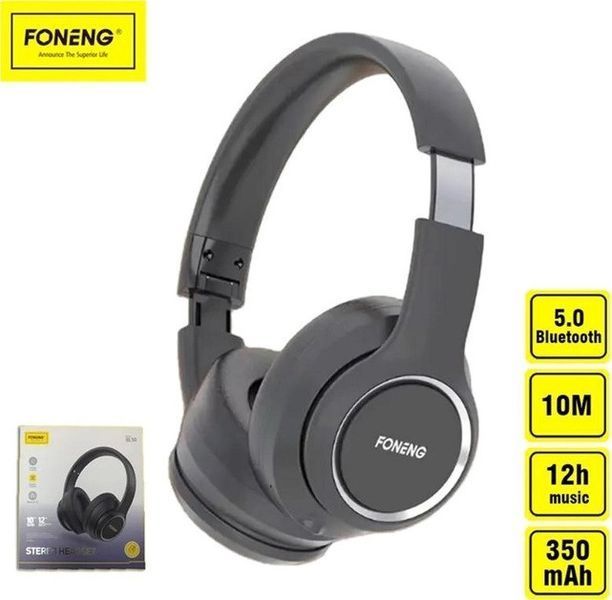 Наушники с микрофоном Foneng BL50 Black (BL50-BH) 623399ua фото