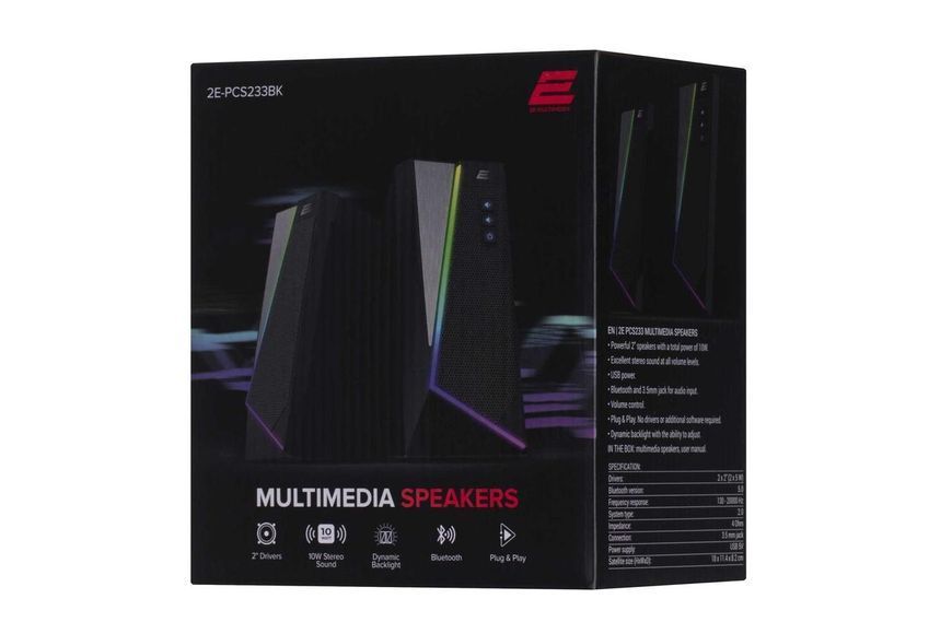 Мультимедійна акустика 2E PCS233 RGB 2.0 USB Black (2E-PCS233BK) 623299ua фото