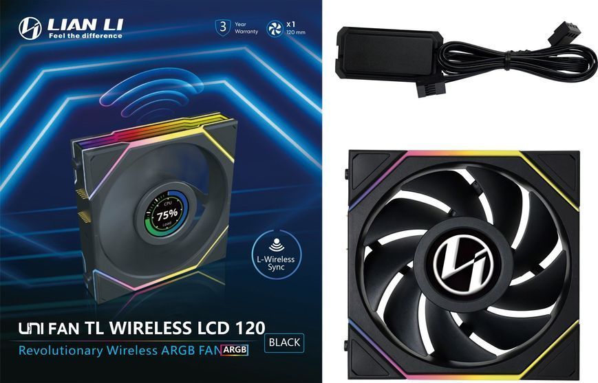 Вентилятор Lian Li Uni Fan TL Wireless LCD 120 Blade Black (G99.12TLLCD1W1B.00) 600100 фото