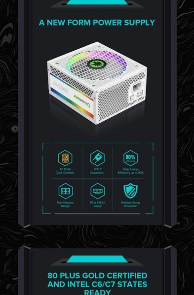 Блок питания GameMax RGB-850 Pro White 627810ua фото