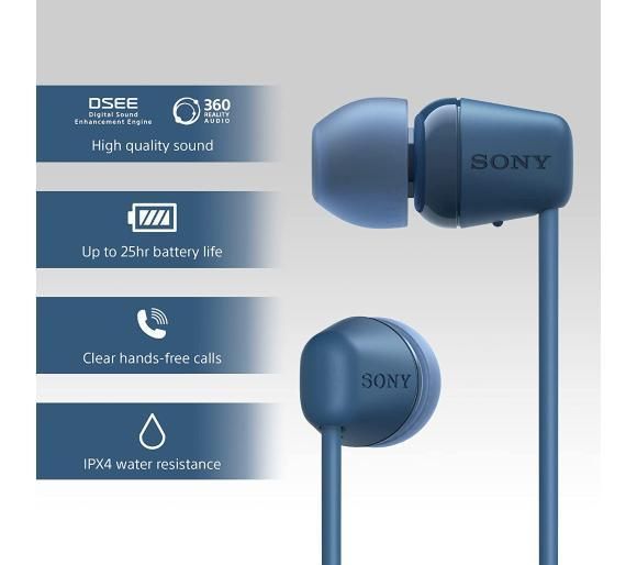 Наушники с микрофоном Sony WI-C100 Blue (WIC100L.CE7) 361936ua фото