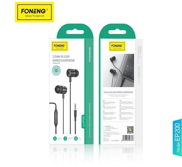 Навушники з мікрофоном Foneng EP200 Black (EP200-E-R) 579378ua фото